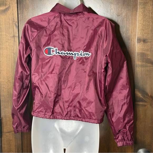 Vintage Champion Women's Burgundy Bomber Jacket size S oversized cropped - Picture 5 of 14